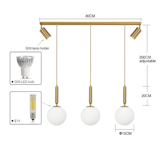 Nordic Modern Glass Ball Chandeliers Lighting For Dining Room Home Decor Pendant Light Kitchen