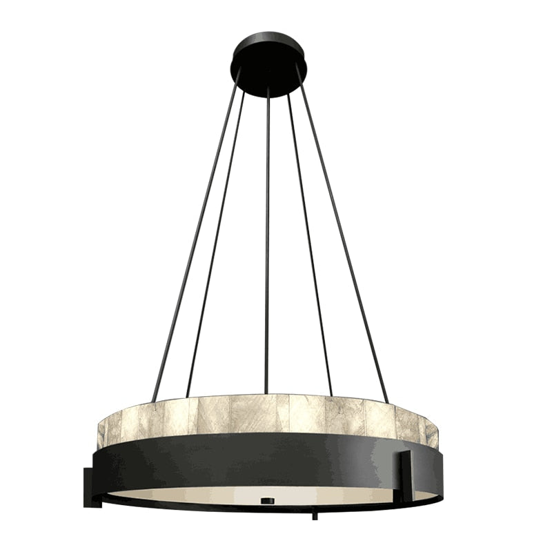 Modern Led Marble Ring Chandelier Creative Villa Living Room Bedroom Kitchen Indoor Lighting