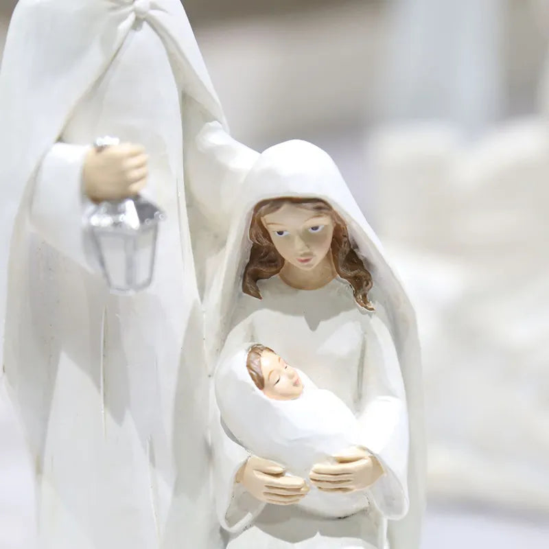Christmas Holy Family Figurines Piece Nativity Scene Figurine Resin Religious Art Decor Statue