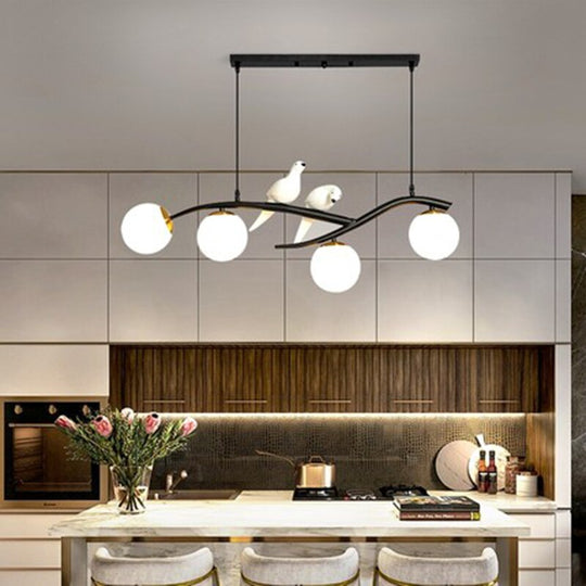 Nordic Modern Bird Pendant Lights White Glass Ball Lighting