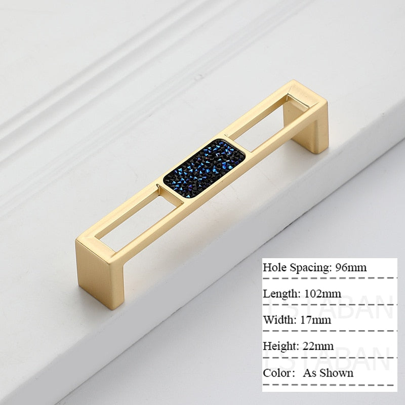 Zinc Alloy Gold Diamond Cabinet Knobs Kitchen Door Handles Drawer Cupboard Handle For Furniture