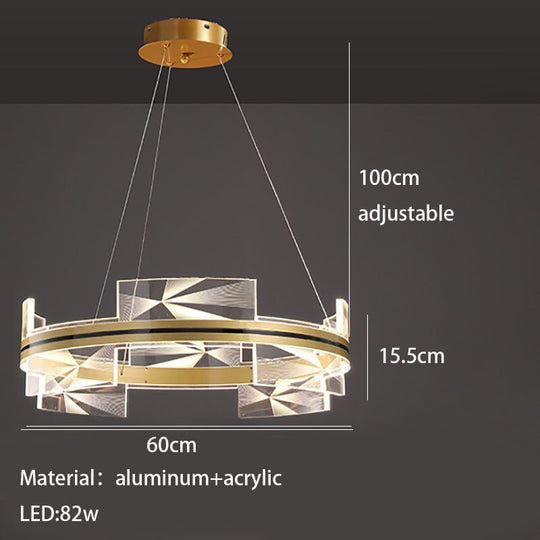 New Style Round Led Pendant Lights Art Pattern Living Room Restaurant Hang Lamp Remote Control