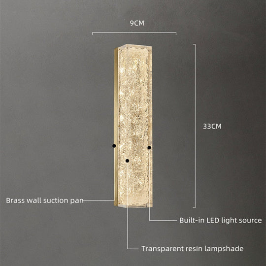 Bedside Copper Crystal Led Wall Lamp For Living Room Background Corridor Light Postmodern Resin Wall