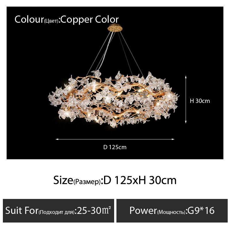 Modern Led Branches Ceiling Chandeliers Glass Crystal Pendant Lamp Handmade Kapok Flower Hanging