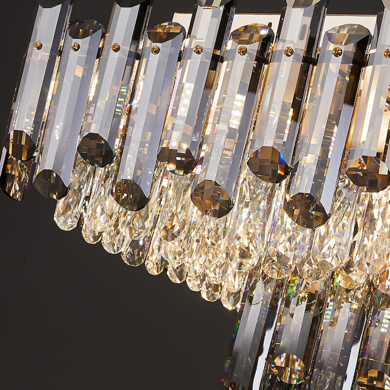 Modern Luxury Crystal Ceiling Chandelier For Living Dining Room New Design Kitchen Rectangular Led