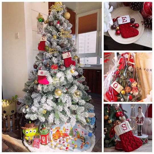 Christmas Alphabet Knitting Socks Tree Ornaments Decorations For Home Decor Items