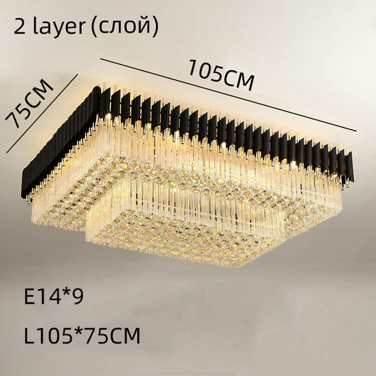 Luxury Rectangular Crystal Ceiling Lamp - Dazzling Large - Scale Lighting For Elite Living Rooms &amp;