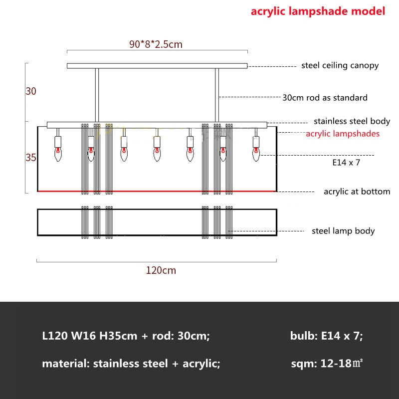 American Luxury Steel Led E14 Pendant Lights Dining Room Gold Lustre Straight Hanging Lamp Deco