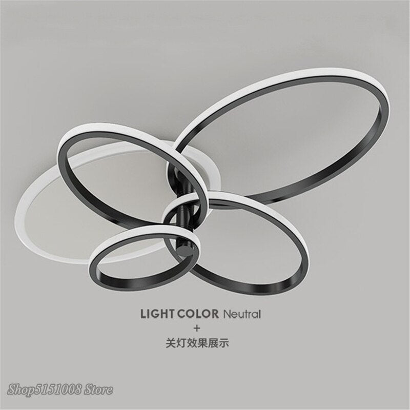 Gold White Modern Led Chandelier Lighting For Living Study Room Dimmable Indoor Ceiling Lamp Parlor