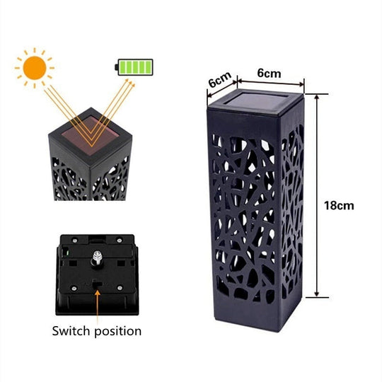 Solar Garden Light Waterproof Hollowing Out Patio Pathway Lawn Landscape Lamps Lantern Decoration