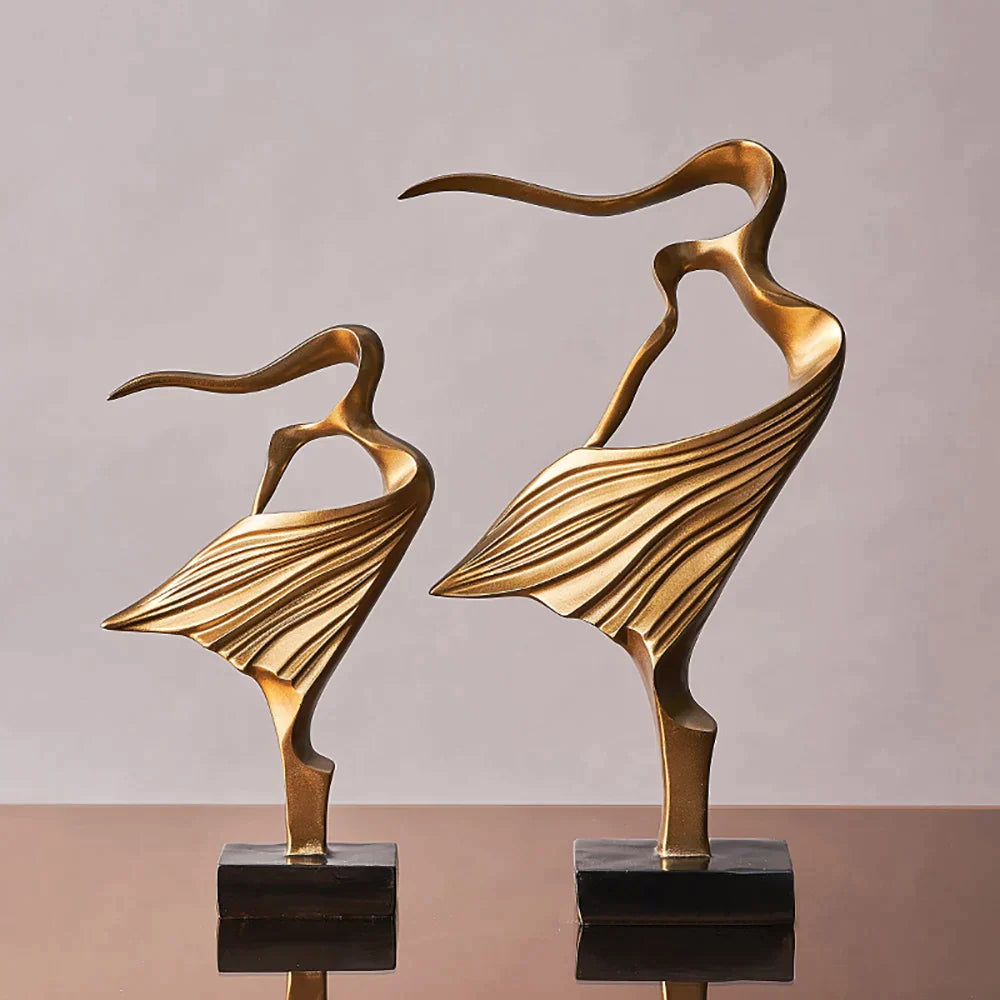2Pcs Home Decor Accessories For Living Room Resin Abstract Extravagance Girl Statues Sculptures