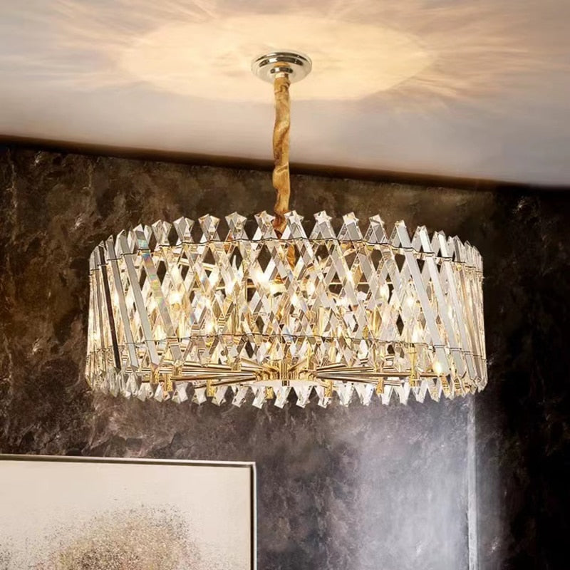 Nordic Luxury Gold Crystal Led Ceiling Lamp - Dimmable Chandelier For Home Decor &amp; Dining Room