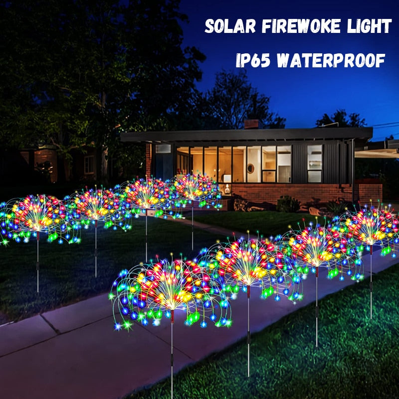 Outdoor Solar Garden Lawn Firework Lights Waterproof Landscape Decor Lamp For Pathway Backyard
