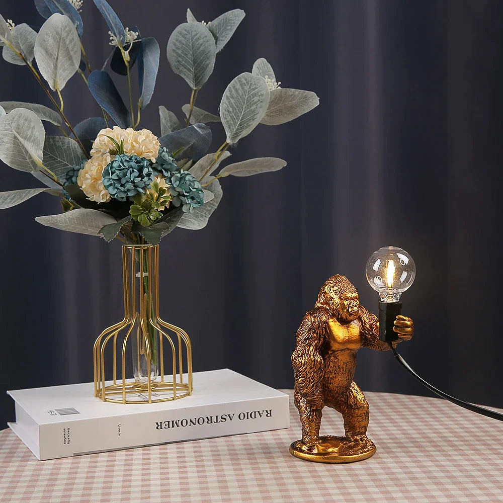 Resin Led Table Lamp Italian Orangutan Night Light Gorilla Desk Lamp Living Room Bedroom Bedside