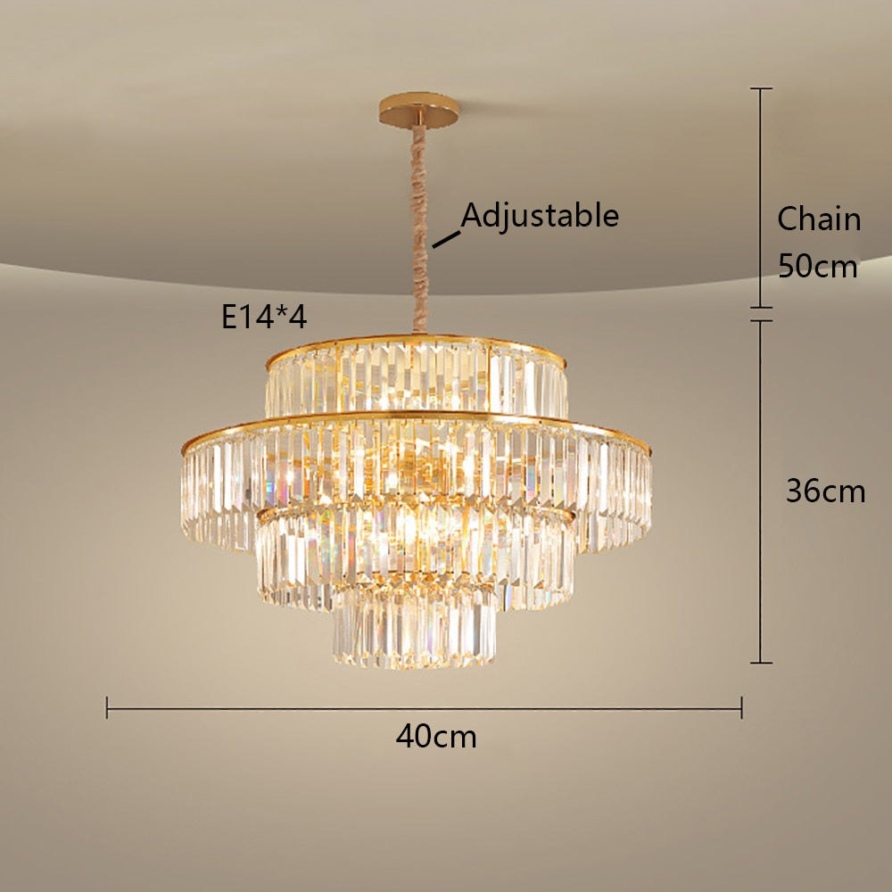 Remote - Controlled Led Crystal Ceiling Chandelier - Modern Home Decor Lighting For Living Room &amp;
