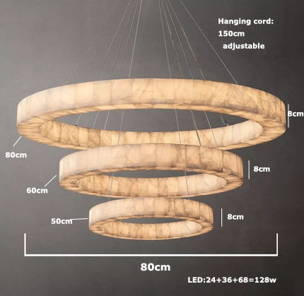 Retro American Rectangular Led Marble Black Ceiling Chandelier Lighting Lustre Suspension Luminaire