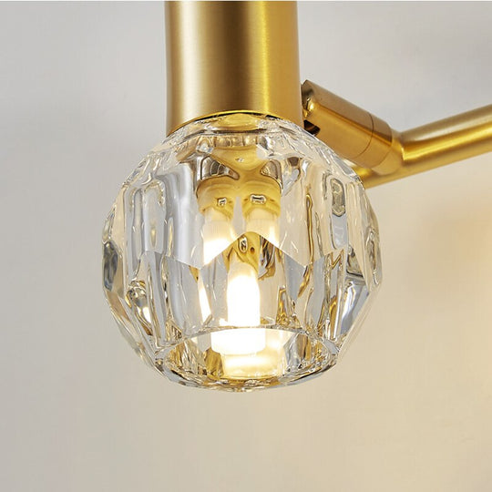 Modern Nordic Crystal Mirror Sconce Gold Luxury Simple Bedroom Bathroom Cabinet Wall Lamp Metal
