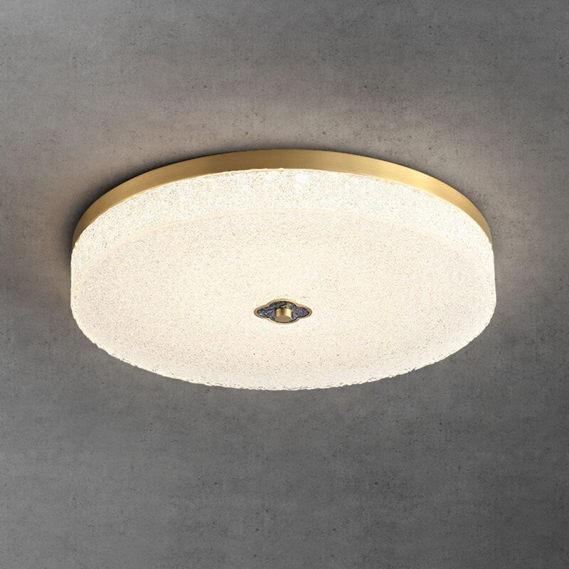 New Round Ceiling Lamp Led Light Luxury All - Copper Lamps For Living Room Restaurant Aisle Sun