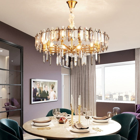 Modern Dimmable Led Chandeliers - Black Gray Crystal Lustres For Bedroom Decor &amp; Ceiling Home