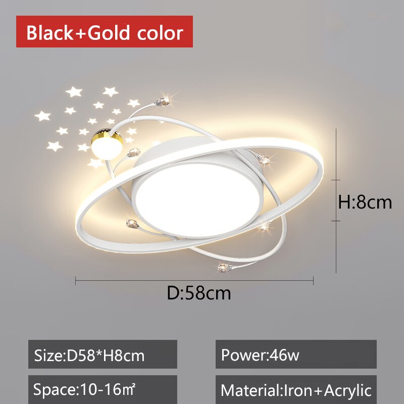 Black/White Modern Chandelier For Living Bedroom Decoration 110 - 220V Starry Sky Led Plafonnier