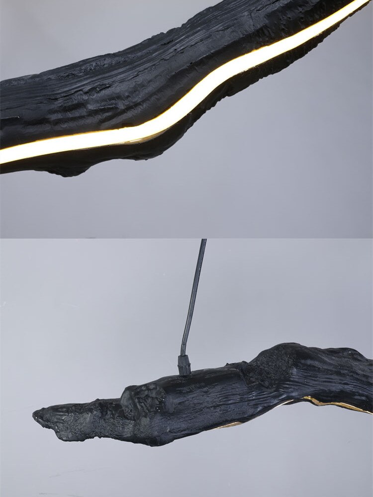 Nordic Personality Led Strip Chandelier - Black Wabi - Sabi Hanging Lamps For Restaurants Offices