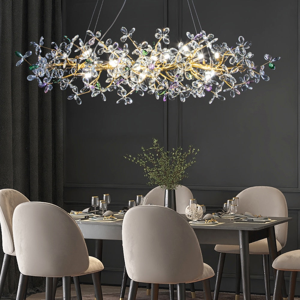 Liana French Crystal Gold Pendant Lamp For Dining &amp; Villas Chandelier