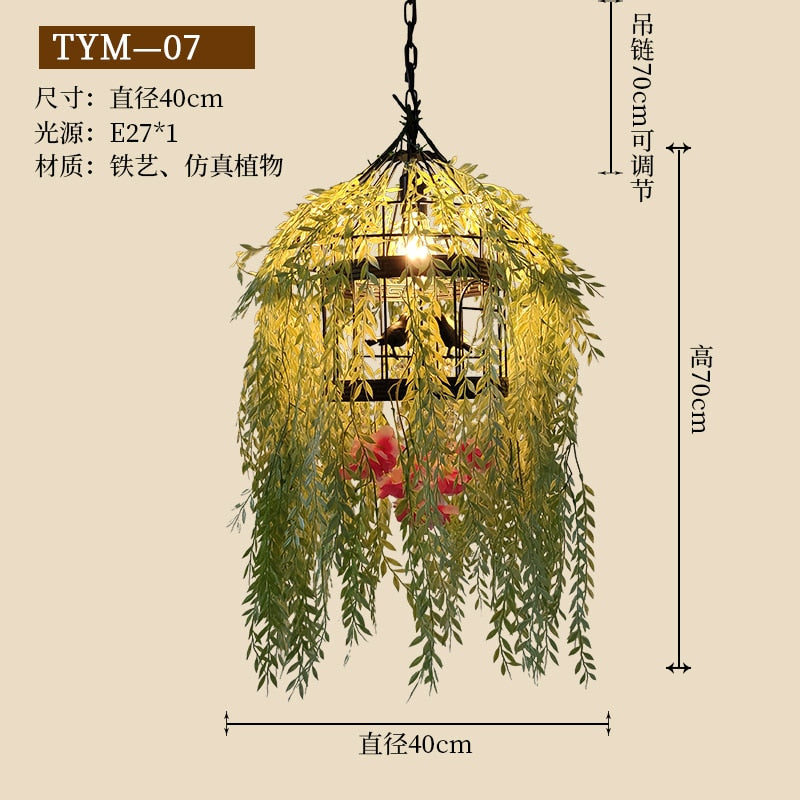 Plant Hot Pot Restaurant Chandelier Theme Creative Private Room Card Seat Wrought Iron Bird Cage