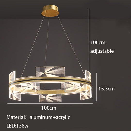 New Style Round Led Pendant Lights Art Pattern Living Room Restaurant Hang Lamp Remote Control