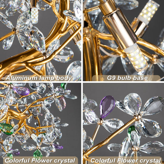 Liana French Crystal Gold Pendant Lamp For Dining &amp; Villas Chandelier