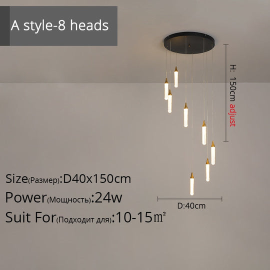 Duplex Stair Long Chandeliers High - Rise Apartment Rotating Jump - Storey Loft Ceiling Decoration