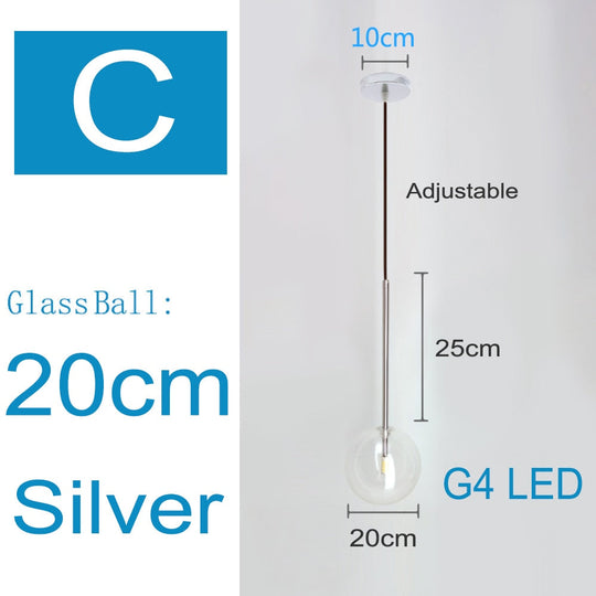 Nordic Pendant Lamp Modern Clear Glass Lights Ball Vintage Hanging For Loft Kitchen Living Room