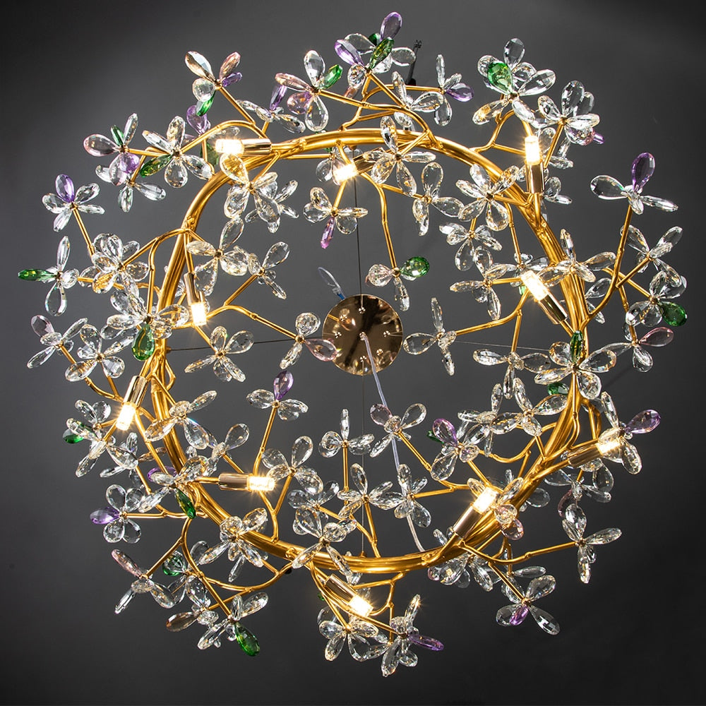 Liana French Crystal Gold Pendant Lamp For Dining &amp; Villas Chandelier