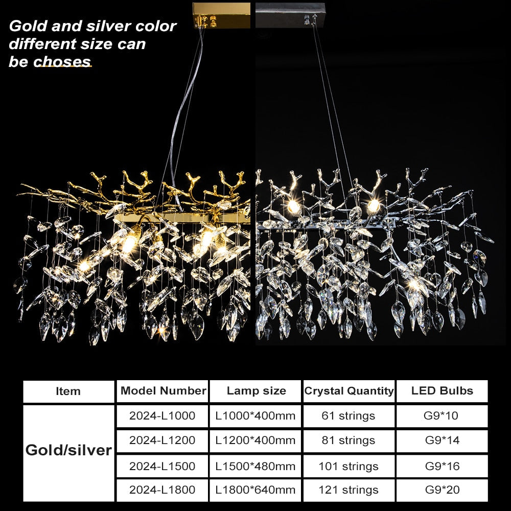 Layla - Elegant Crystal Pendant Light For Living Dining &amp; Bedrooms In Chrome Gold Chandelier