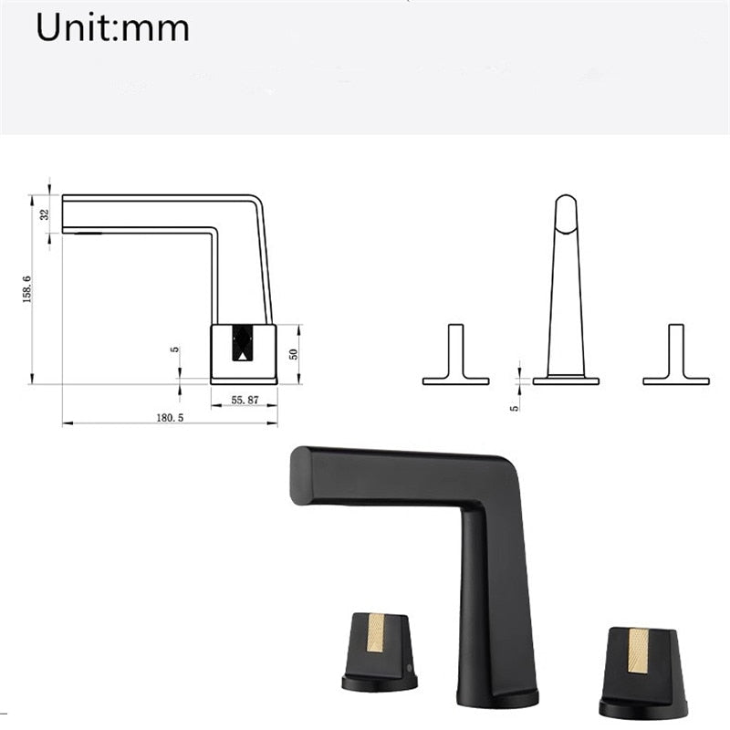 Brushed Gold Basin Faucet Total Brass Black Bathroom Gray Sink Faucets 3 Hole Hot And Cold