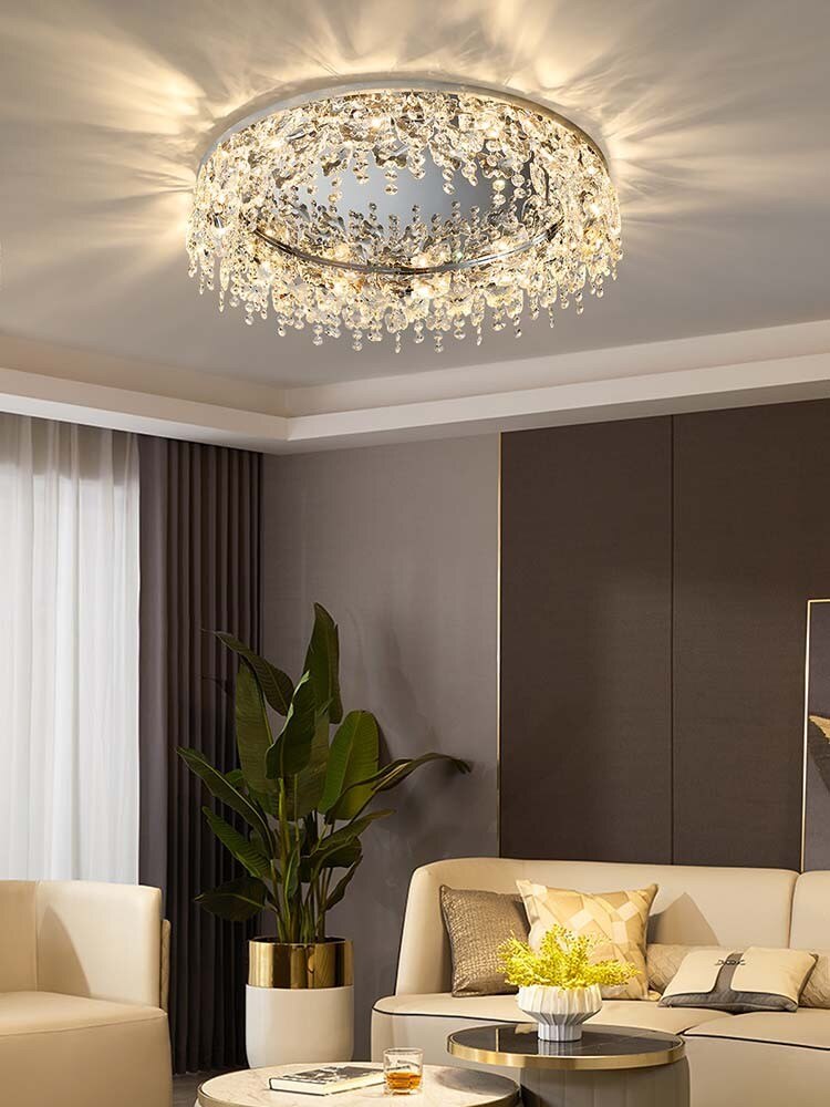 Contemporary Crystal Led Ceiling Chandelier For Living Room Bedroom Kitchen And Dining Areas Light