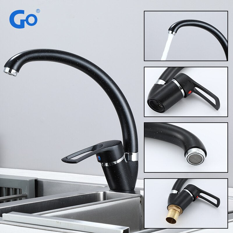 Polished Kitchen Basin Faucet Cold And Hot Chrome Black 360 Rotating Single Handle Torneira Home