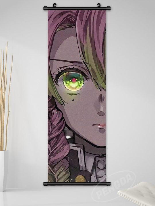 Demon Slayer Anime Scroll Art - Rengoku Kyoujurou Canvas Poster For Home Decor 25X75Cm / White