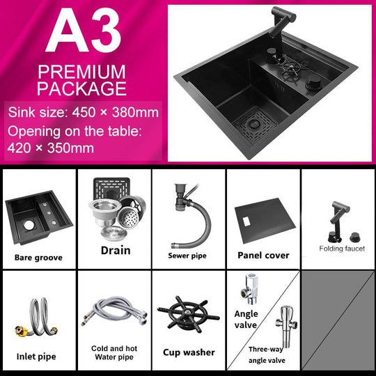 Hidden Cup Washer Sink Nano Stainless Steel Kitchen Bar Invisible To Make A Camper Van With Cover