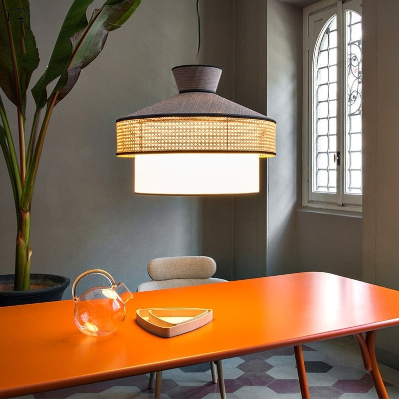 Japanese Simple Art Fabric Pendant Lights Led E27 Restaurant Modern Suspension Luminaire Living