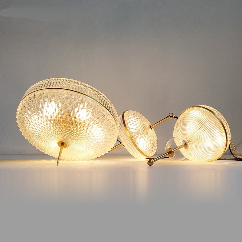 American Retro Glass Cans Shade Pendant Lights Modern Kitchen Hanging Lamp Living Room Dining Room