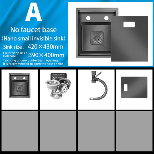 Bar Sink Single Bowl Hidden Black Kitchen Undermount Stainless Steel Square Small Size Sinks Or
