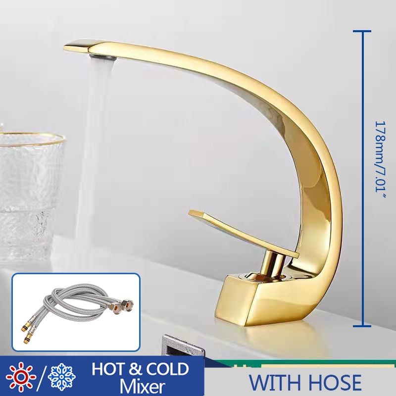 Basin Faucet Modern Bathroom Mixer Tap Black/Chrome Wash Single Handle Hot And Cold Waterfall Add