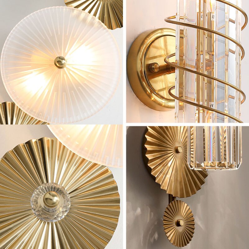Modern Light Luxury Cylindrical Crystal Wall Lamp Living Room Decoration Tv Lighting Bedroom Study