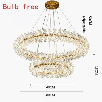 Luxurious Crystal Flower Ceiling Chandelier - Led Indoor Lighting For Home Decoration D80Cm And