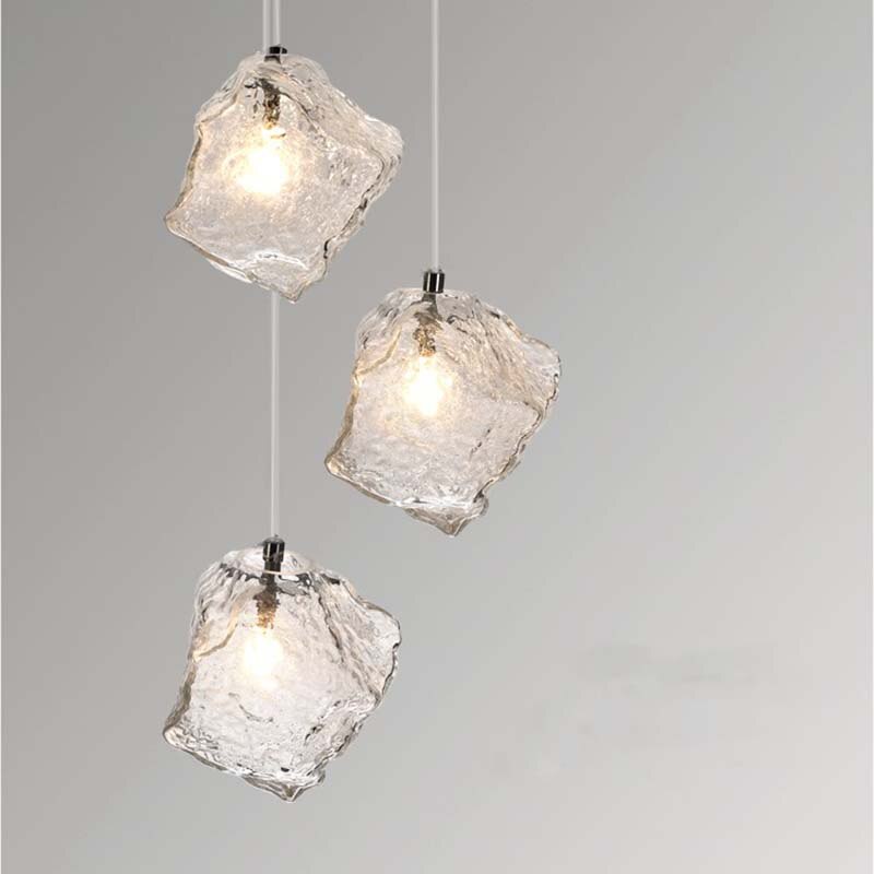 Modern Led Chandeliers Ice Glass Pendant Lightshome Lamp Living Room Bedroom G4 Bulb Lighting