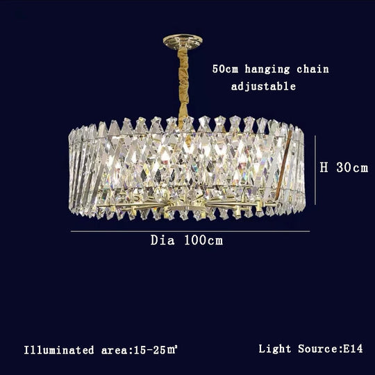 Nordic Luxury Gold Crystal Led Ceiling Lamp - Dimmable Chandelier For Home Decor &amp; Dining Room Dia