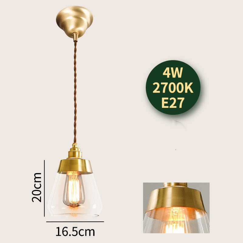 Nordic Modern Led Hanging Lights Fixtures Glass Lampshade Copper Socket Home Indoor Decor Japan