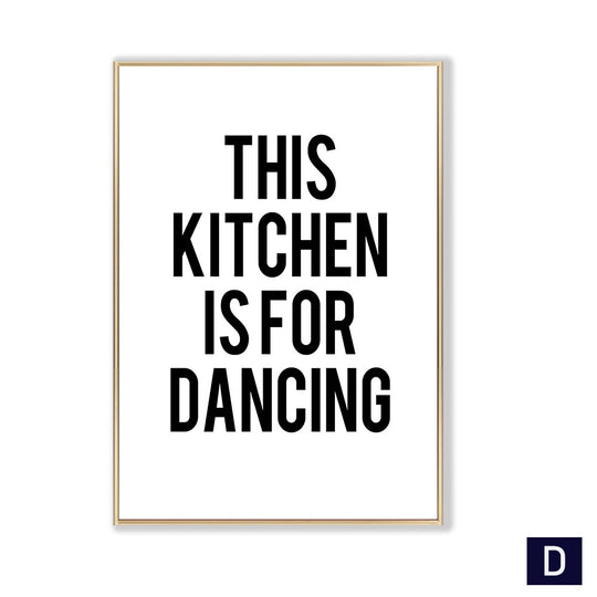 Black White Canvas Painting Nordic Kitchen Quotes Wall Posters Art Prints Pictures For Dining Room