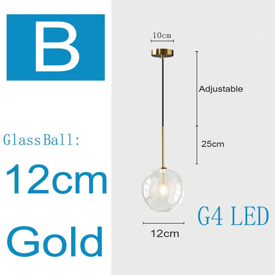 Nordic Pendant Lamp Modern Clear Glass Lights Ball Vintage Hanging For Loft Kitchen Living Room