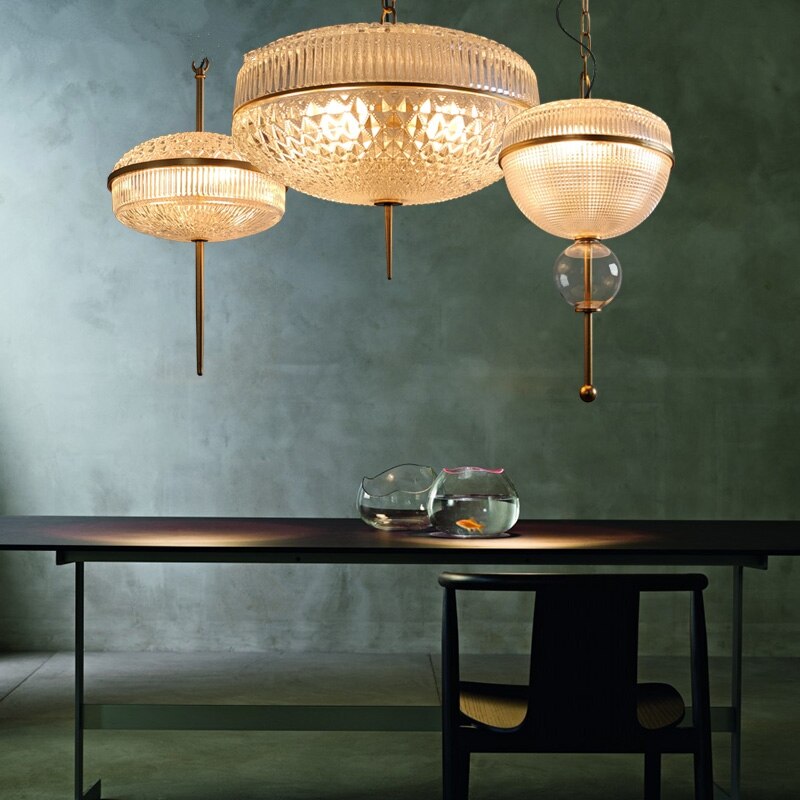 American Retro Glass Cans Shade Pendant Lights Modern Kitchen Hanging Lamp Living Room Dining Room